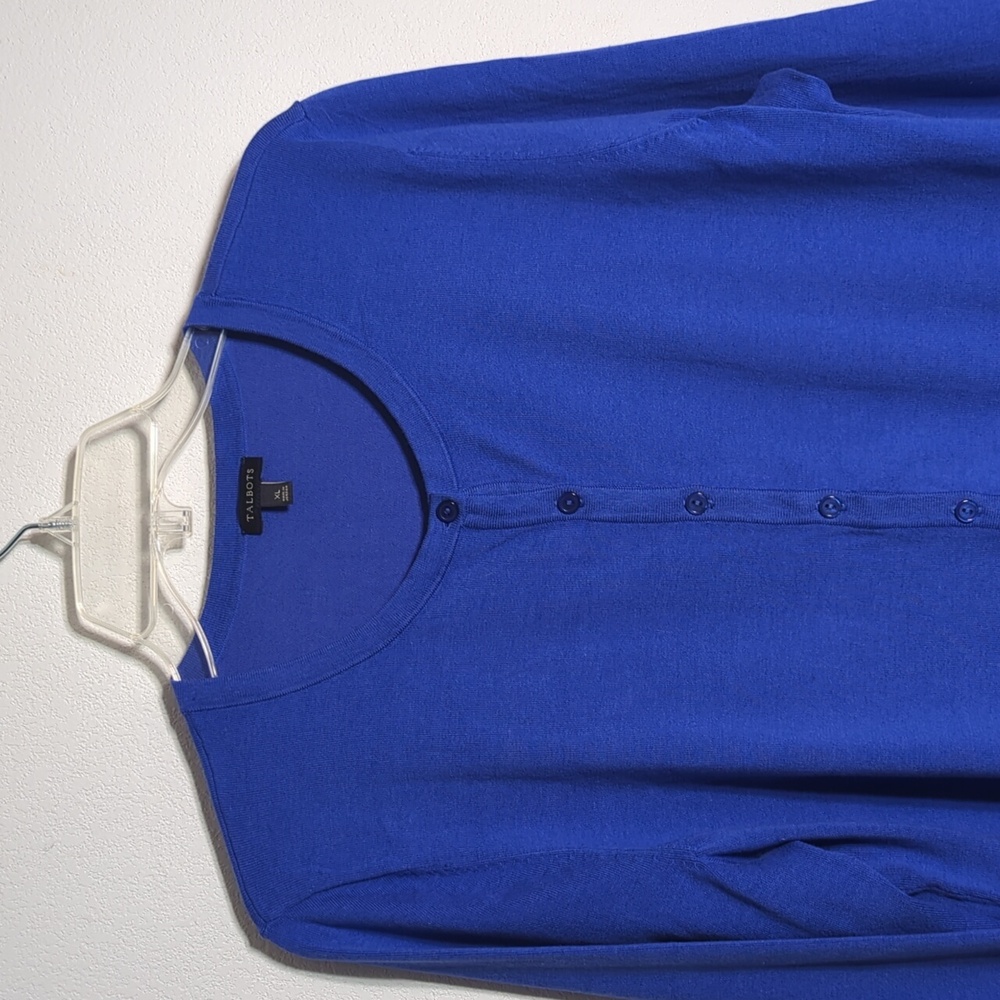 Talbots Women's Cardigan Sweater Blue Classic Quiet Luxury Business Casual XL - Picture 2 of 9
